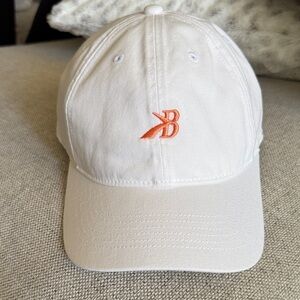 Brooks White Hat with Orange Emblem